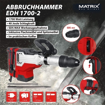 MATRIX Abbruchhammer SDS Max Meißelhammer Stemmhammer Schlaghammer EDH 1700-2 