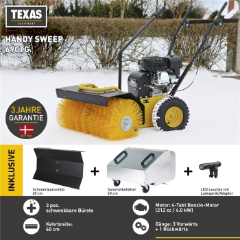 TEXAS Handy Sweep 690TG 3in1 Kehrmaschine Benzin Schneeschild 60cm *GEBRAUCHT* 