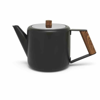 BREDEMEIJER Teekanne "Boston" 1,1 l matt schwarz in Holzoptik aus Edelstahl 