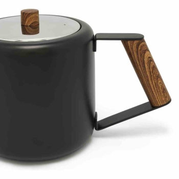 BREDEMEIJER Teekanne "Boston" 1,1 l matt schwarz in Holzoptik aus Edelstahl 