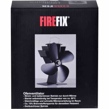 FIREFIX Ofenventilator ab 50 Grad, Kaminofen Ventilator, stromlos, Schwarz 