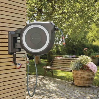 GARDENA Wand-Schlauchbox Schlauchtrommel RollUp M/L 25 Meter weiß 