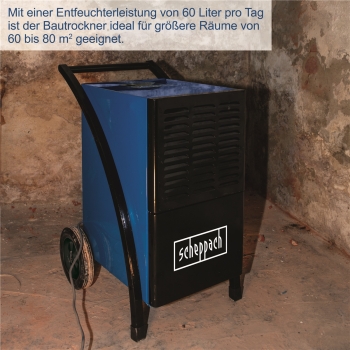 SCHEPPACH Bautrockner Luftentfeuchter Profi Baustellentrockner 60L 24h DH6100x