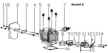 MATRIX Ersatzteil Schalldämpfer Katalysator für Benzin Kettensäge MCS 38-36 