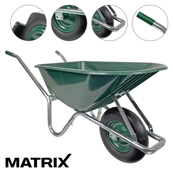 Matrix Schubkarre 100l 250kg Vollgummirad Kunststoff grün Rahmen verzinkt *2.WAHL 