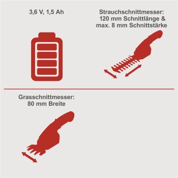 Scheppach Grasschere Strauchschere Akku Rasenschere Heckenschere CGS-15-Li 2in1 