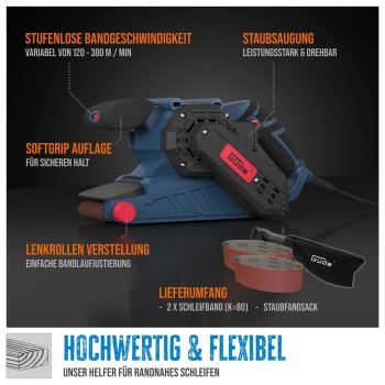 GÜDE Bandschleifer BS 76-900 E Schleifer Schleifmaschine Band 76mm 900 Watt 