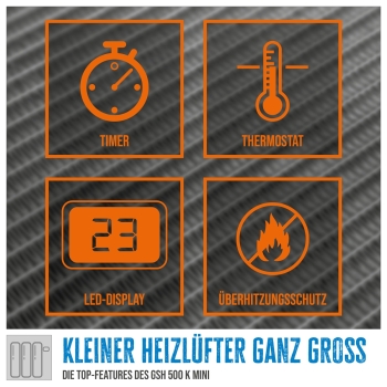 GÜDE GSH 500 K mini Steckdosen-Heizlüfter kompakt Heizer 500 Watt Elektroheizer 