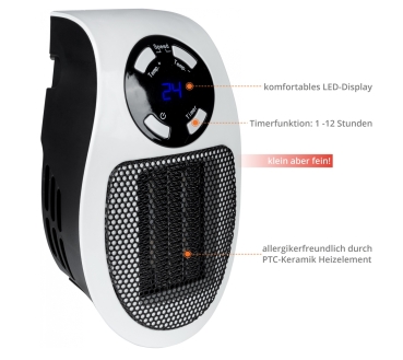 GÜDE GSH 500 K mini Steckdosen-Heizlüfter kompakt Heizer 500 Watt Elektroheizer 