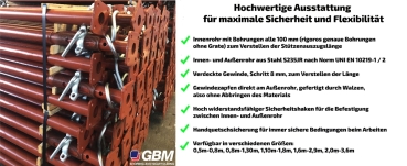 Baustütze Bausprieß Deckenstütze Fensterstütze Baustützen Stahlstützen 0,8-1,3m 