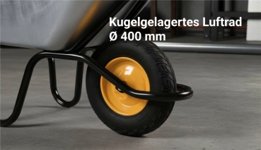 HAEMMERLIN Schubkarre BAU PLUS 120L verzinkt mit Luftrad 250kg Tragkraft 