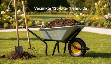 HAEMMERLIN Schubkarre BAU PLUS 120L verzinkt mit Luftrad 250kg Tragkraft 