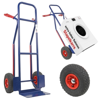 HBH® Sackkarre 200kg Luftreifen TK200LU04, hoher Rahmen, blau, Transportkarre  