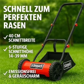 Scheppach SPM400-Pro Spindelmäher Rasenmäher Handrasenmäher 40cm Schnitt leise 