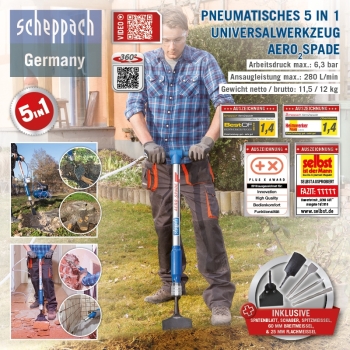 SCHEPPACH Druckluft Spaten Meißel Hammer 5in1 Werkzeug für Kompressor Aero²Spade 