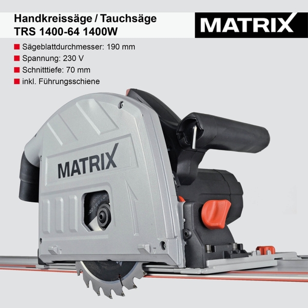 MATRIX Handkreissäge Tauchsäge TRS 1400-64 1400W 190mm 69mm ***Gebraucht*** 