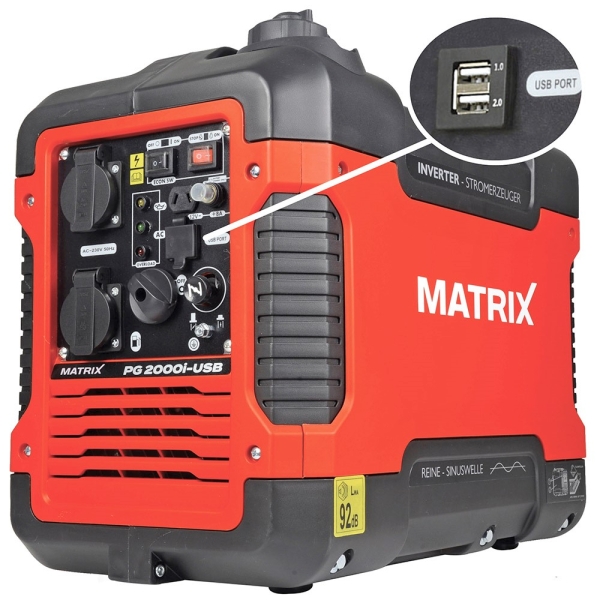 MATRIX Notstromaggregat Stromerzeuger Inverter Benzin leise PG2000iUSB *2.Wahl* 