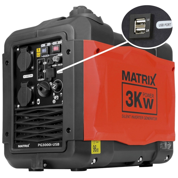 MATRIX Notstromaggregat Stromerzeuger Inverter Benzin 3000W PG3000i-USB *2.Wahl* 