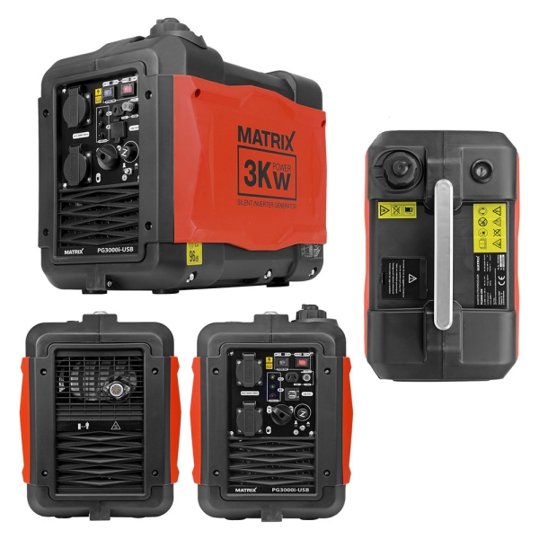 MATRIX Notstromaggregat Stromerzeuger Inverter Benzin 3000W PG3000i-USB *2.Wahl* 