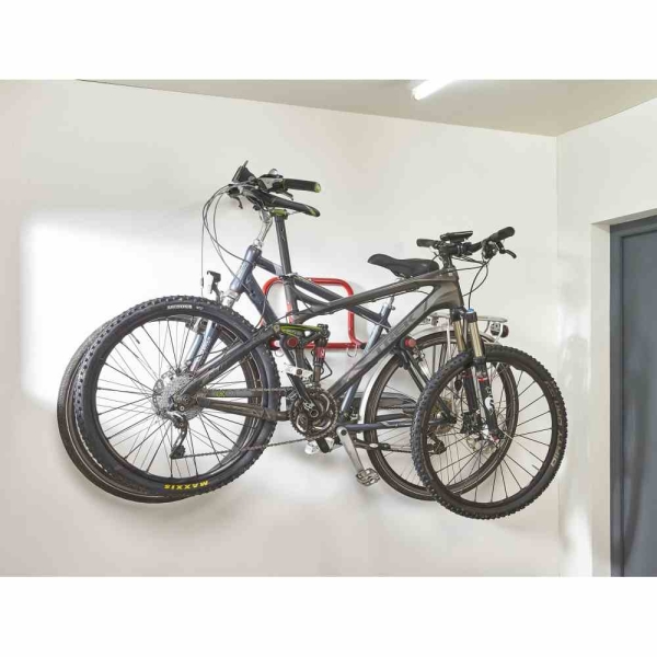 MOTTEZ Fahrradwandhalter für 2-Räder 520 x 440 x 300 mm Fahrradständer, Rot 