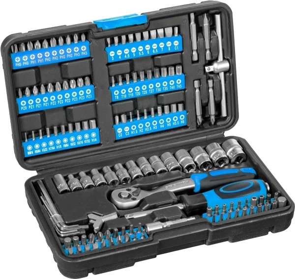 GÜDE Steckschlüssel und Bitsatz GSB 130 Werkzeugset 130 teilig in Kunststoffbox 