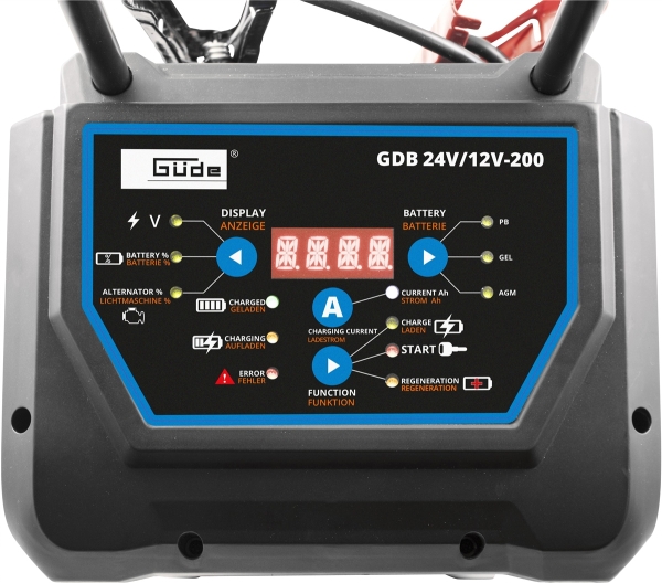 GÜDE Batterielader Digital GDB 24V/12V-200 Schnellader Starthilfe 200 Ah 6000 W 
