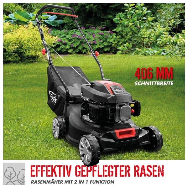 GÜDE Benzin Rasenmäher Mäher 41 cm Schnittbreite Grasmäher ECO WHEELER 412.2 P 