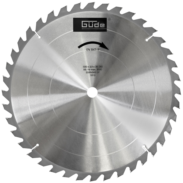 GÜDE Brennholzsägeblatt HM 500x30 mm - 40 Zähne - Ersatzblatt Sägeblatt 