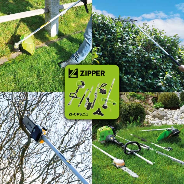 ZIPPER ZI-GPS252 Gartenpflegeset Motorsense Trimmer Heckenschere Astsäge 