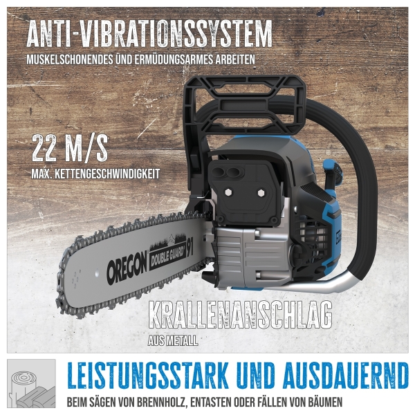 GÜDE Benzin Kettensäge KS 450-55 | 3,1 PS | 420 mm Schnittlänge | 495 mm Schwert 