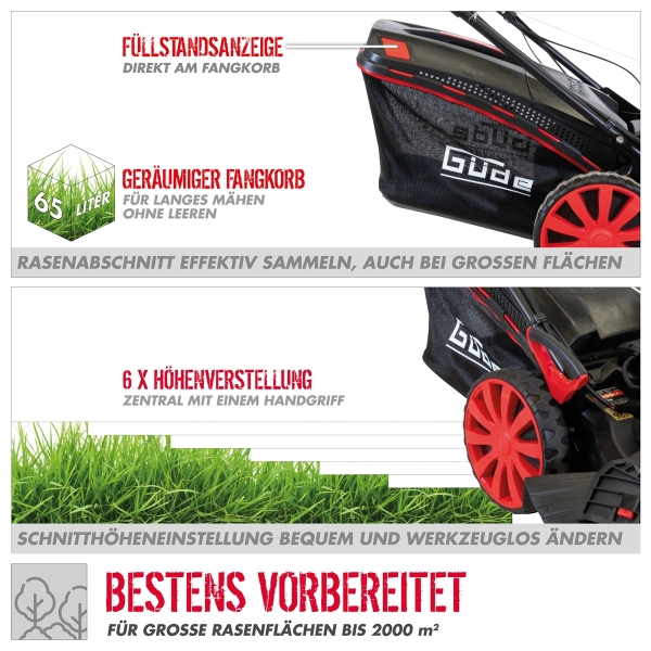 GÜDE Benzin Rasenmäher Mäher 53cm Schnittbreite Radantrieb BIG WHEELER 534.1R ES 