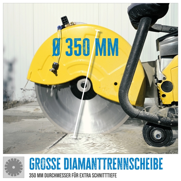 GÜDE Betontrennschneider GBTS 350.1 Betonschneider Trennschneider 125mm 3,9PS 