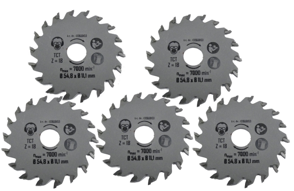 MATRIX TCT Sägeblatt 54mm 5er Set für Mini Handkreissäge MCS 400 PW | 10 Zähne 