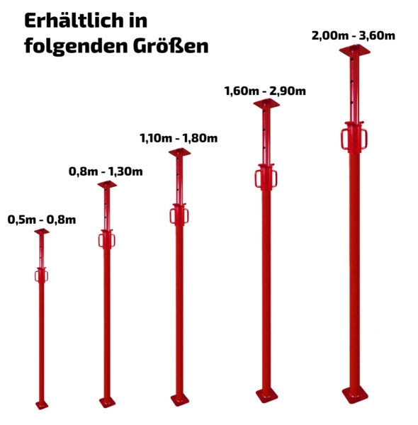 Baustütze Bausprieß Deckenstütze Fensterstütze Baustützen 0,8 - 1,3m 50Stück  