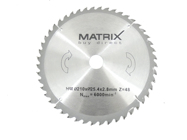 MATRIX Sägeblatt 210 x 25,4 x 2,8 48 Zähne Hartmetall Ersatzsägeblatt 