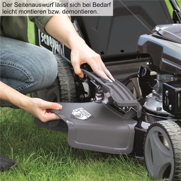 Scheppach Rasenmäher Benzin mit Antrieb 51cm Schnittbreite 6in1 4,1PS MS173-51B Stahlgehäuse|hohes Drehmoment|65L|Reinigungsfunktion