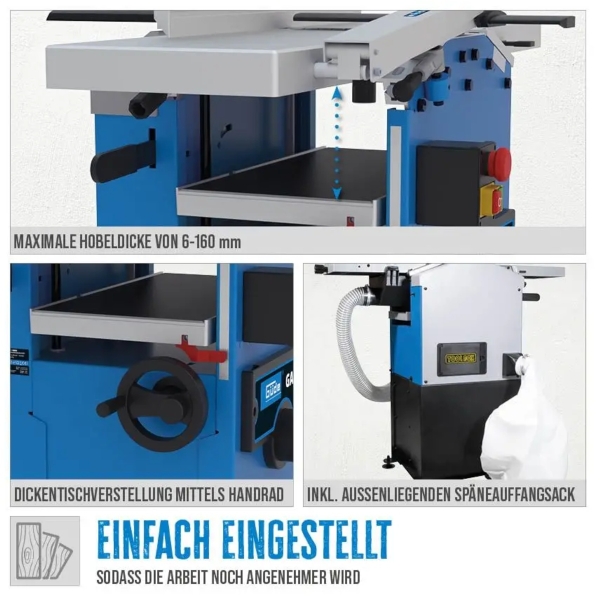 GÜDE GADH 254 230V Abrichthobel Dickenhobel Hobel Hobelmaschine 254mm 1800W 