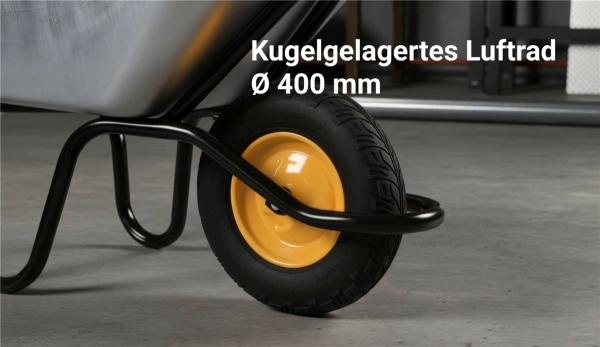 HAEMMERLIN Schubkarre BAU PLUS 120L verzinkt mit Luftrad 250kg Tragkraft 