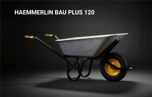 HAEMMERLIN Schubkarre BAU PLUS 120L verzinkt mit Luftrad 250kg Tragkraft 