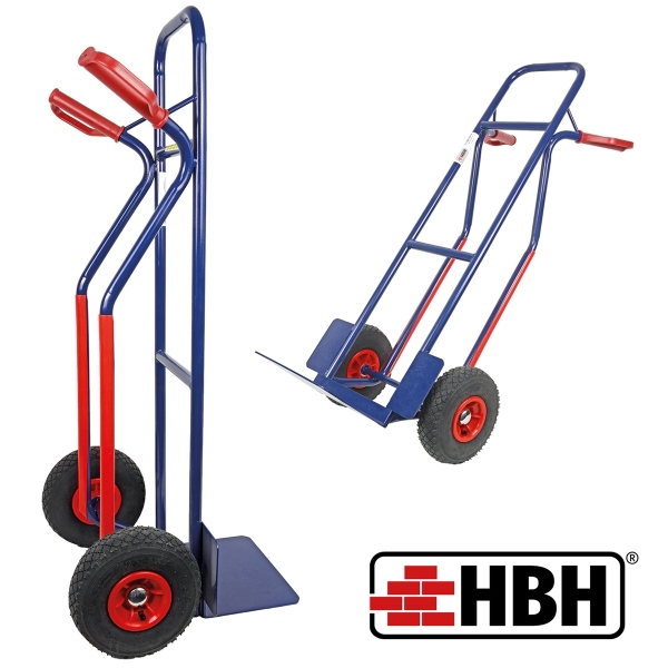 HBH® Sackkarre 200kg Luftreifen TK200LU04, hoher Rahmen, blau, Transportkarre  