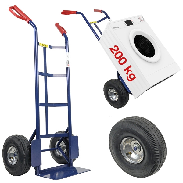 HBH® Sackkarre 200kg Luftreifen Stahlfelge TK200LU01 blau Transportkarre robust 