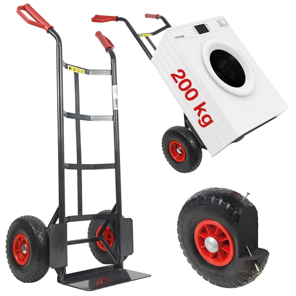 HBH® Sackkarre 200kg Pu-Rad TK200PU01 schwarz Transportkarre Vollgummireifen 