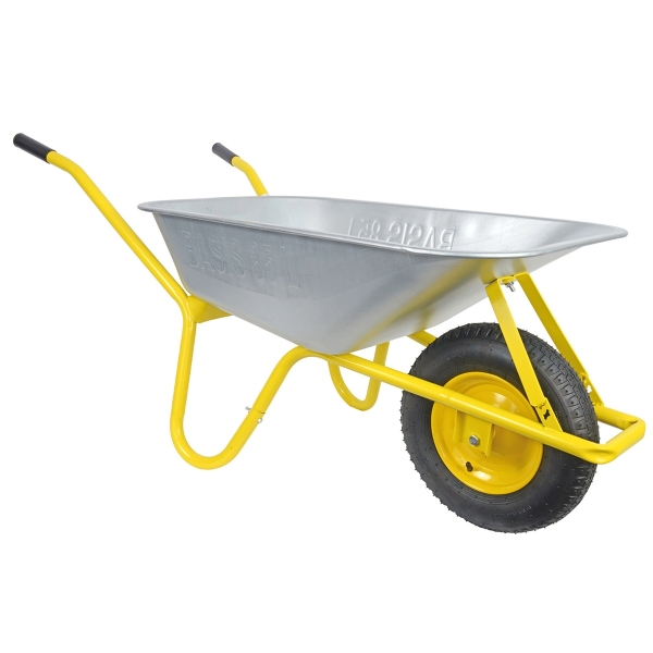 HBH® Schubkarre 85 Liter Garten Farbe gelb Profi Gartenschubkarre Luftrad 160kg 
