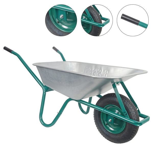 HBH® Schubkarre 85l *leicht & handlich* ideale Gartenschubkarre grün Luftrad 