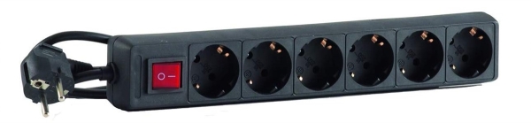 HEDI SLS614S 6-fach-Steckdosenleiste, schwarz, 230 V mit Schalter ***NEU*** 