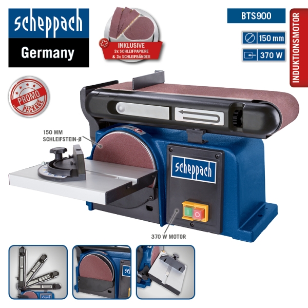 SCHEPPACH BTS900 Bandschleifer & Tellerschleifer Kombi-Schleifer Schleifmaschine 