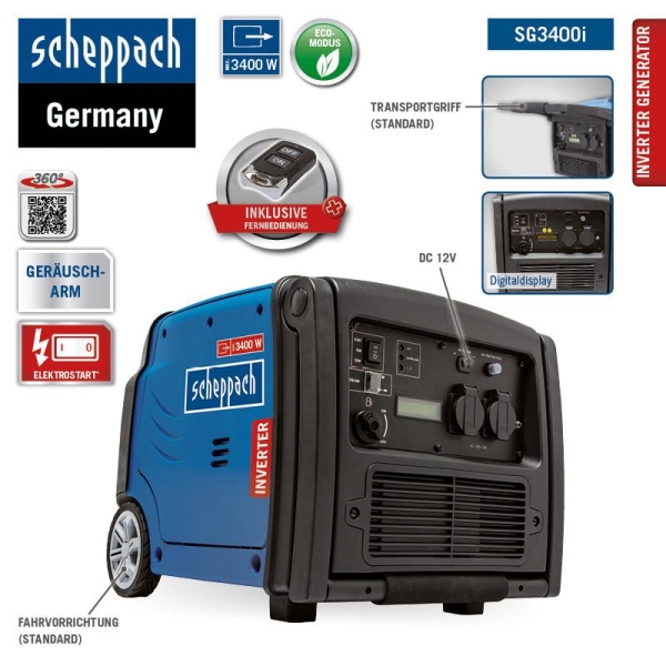 SCHEPPACH SG3400i Inverter Stromerzeuger Notstromaggregat Generator Benzin 5,1PS 