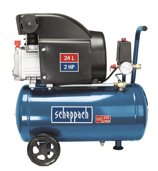 Scheppach 8bar Druckluft Kompressor HC26 Set 24L mit Spiralschlauch Reifenfüller *2.WAHL* 