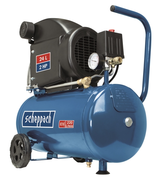 Scheppach 8bar Druckluft Kompressor HC26 Set 24L mit Spiralschlauch Reifenfüller *2.WAHL* 