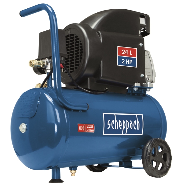 Scheppach 8bar Druckluft Kompressor HC26 Set 24L mit Spiralschlauch Reifenfüller *2.WAHL* 